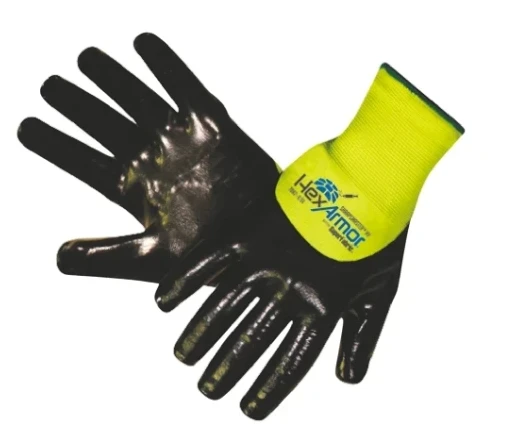 Size 7 HexArmor Black SuperFabric Puncture Resistant Work Gloves Medium Nitrile Coating