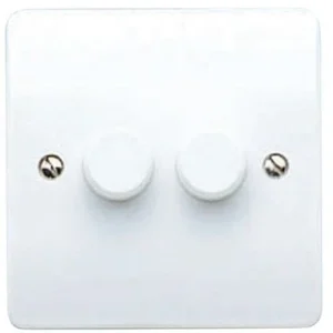 MK White Logic Plus 2 Gang 120W Trailing Edge LED Dimmer Switch