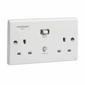 RCD PowerBreaker Unswitched Twin Socket White Passive