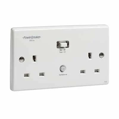RCD PowerBreaker Unswitched Twin Socket White Passive - Image 2
