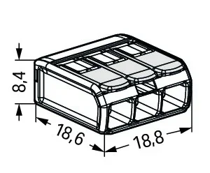 Wago Compact Splicing Connector For All Conductor Types For Ex E Applications Max. 4mm² 3-Conductor With Levers Transparent Housing Operating Temperature (Max.): 105 °C 4mm² Transparent