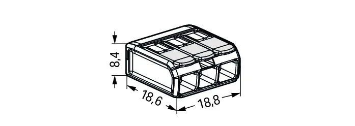 Wago Compact Splicing Connector For All Conductor Types For Ex E Applications Max. 4mm² 3-Conductor With Levers Transparent Housing Operating Temperature (Max.): 105 °C 4mm² Transparent