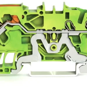 Wago 3-Conductor Ground Terminal Block; With Lever And Push-In Cage Clamp 2.5mm With Test Port; Side And Center Marking; For Din-Rail 35 X 15 And 35 X 7.5; Push-In Cage Clamp; 2.5mm; Green-Yellow