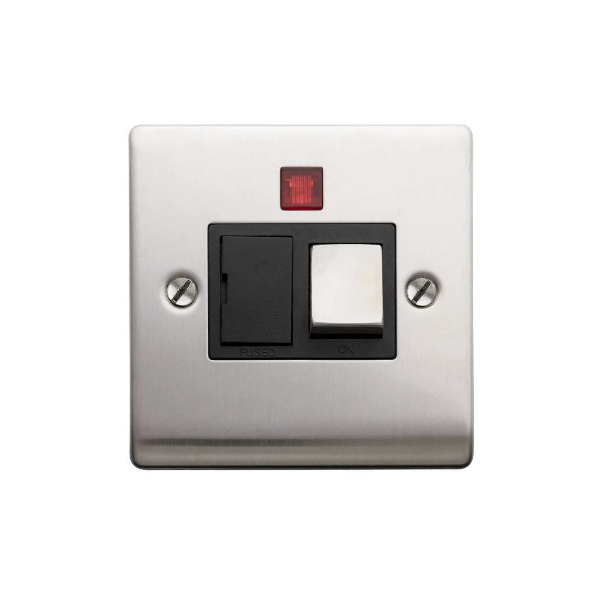 Designa 23SPU13LB 1 Gang 13A Switched Fused Spur Connection Unit Satin Steel with Black insert and Neon - Image 3