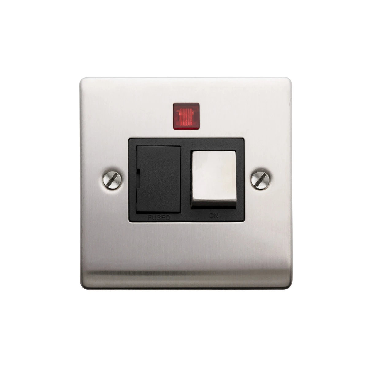 Designa 23SPU13LB 1 Gang 13A Switched Fused Spur Connection Unit Satin Steel with Black insert and Neon - Image 4