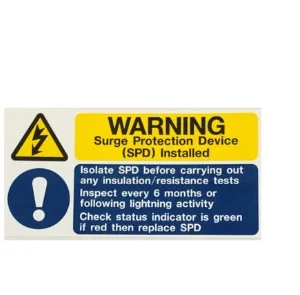 100x25mm Warning Surge Protection Device Self Adhesive Label