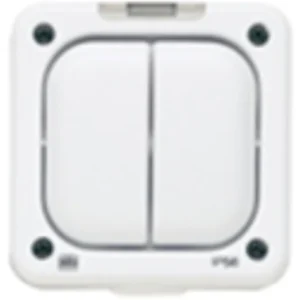 MK Weatherproof Switch 2 Gang 1Way 10A IP66 White