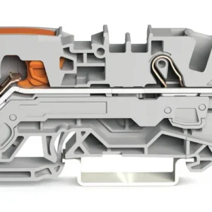 Wago 3-Conductor Through Terminal Block With Lever And Push-In Cage Clamp 6mm With Test Port Side And Center Marking For Din-Rail 35 X 15 And 35 X 7.5 Push-In Cage Clamp 6mm Grey