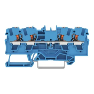 Wago 4-Conductor Through Terminal Block With Push-Button 4mm² With Test Port Suitable For Ex I Applications Side And Center Marking For Din-Rail 35 X 15 And 35 X 7.5 Push-In Cage Clamp 4mm² Blue