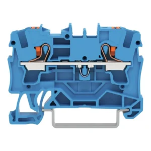 Wago 2-Conductor Through Terminal Block With Push-Button 4mm² With Test Port Suitable For Ex I Applications Side And Center Marking For Din-Rail 35 X 15 And 35 X 7.5 Push-In Cage Clamp 4mm² Blue