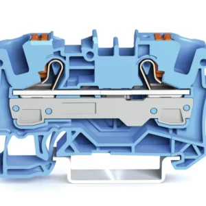 Wago 2-Conductor Through Terminal Block With Push-Button 6mm With Test Port Suitable For Ex I Applications Side And Center Marking For Din-Rail 35 X 15 And 35 X 7.5 Push-In Cage Clamp 6mm² Blue
