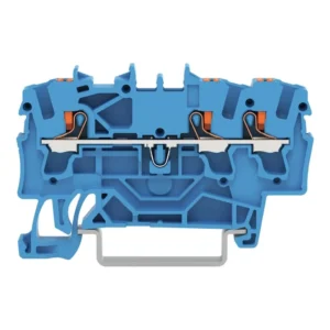 Wago 3-Conductor Through Terminal Block With Push-Button 2.5mm² With Test Port Suitable For Ex I Applications Side And Center Marking For Din-Rail 35 X 15 And 35 X 7.5 Push-In Cage Clamp® 2.5mm² Blue