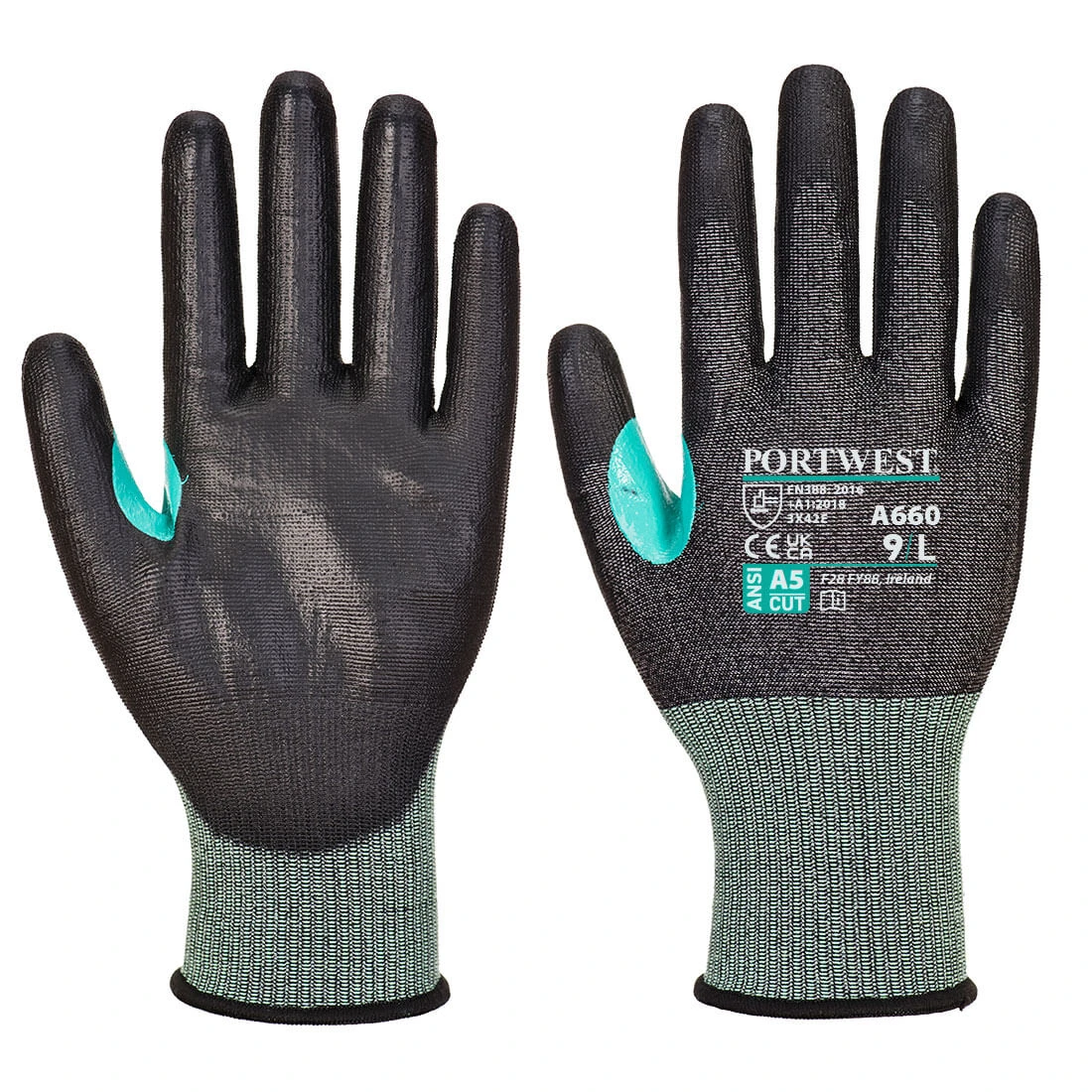 CS Cut E PU Coated Glove Black Size XS - Image 2