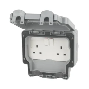 MK Masterseal Plus 13A 2G DP Switch Socket With Screwless Terminals Grey