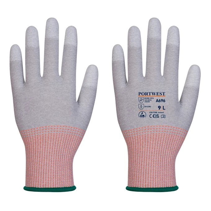 LR13 ESD PU Fingertip Cut Glove Grey/White (Pack of 12) XL - Image 4