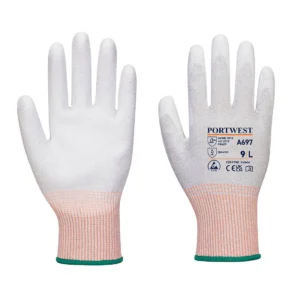 Portwest Esd Pu Palm Glove Cut B Grey/White S Pk 12
