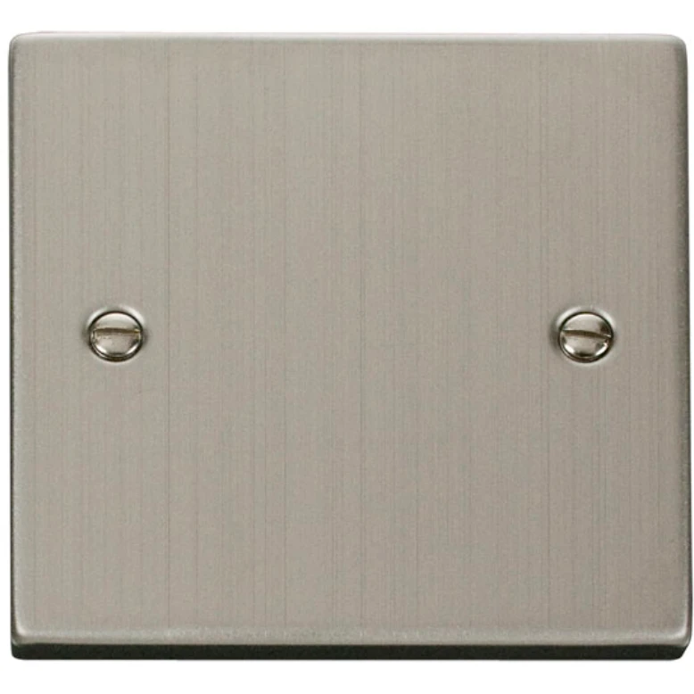 Blanking Plate 1 Gang Stainless Steel Black & White Gasket Victorian