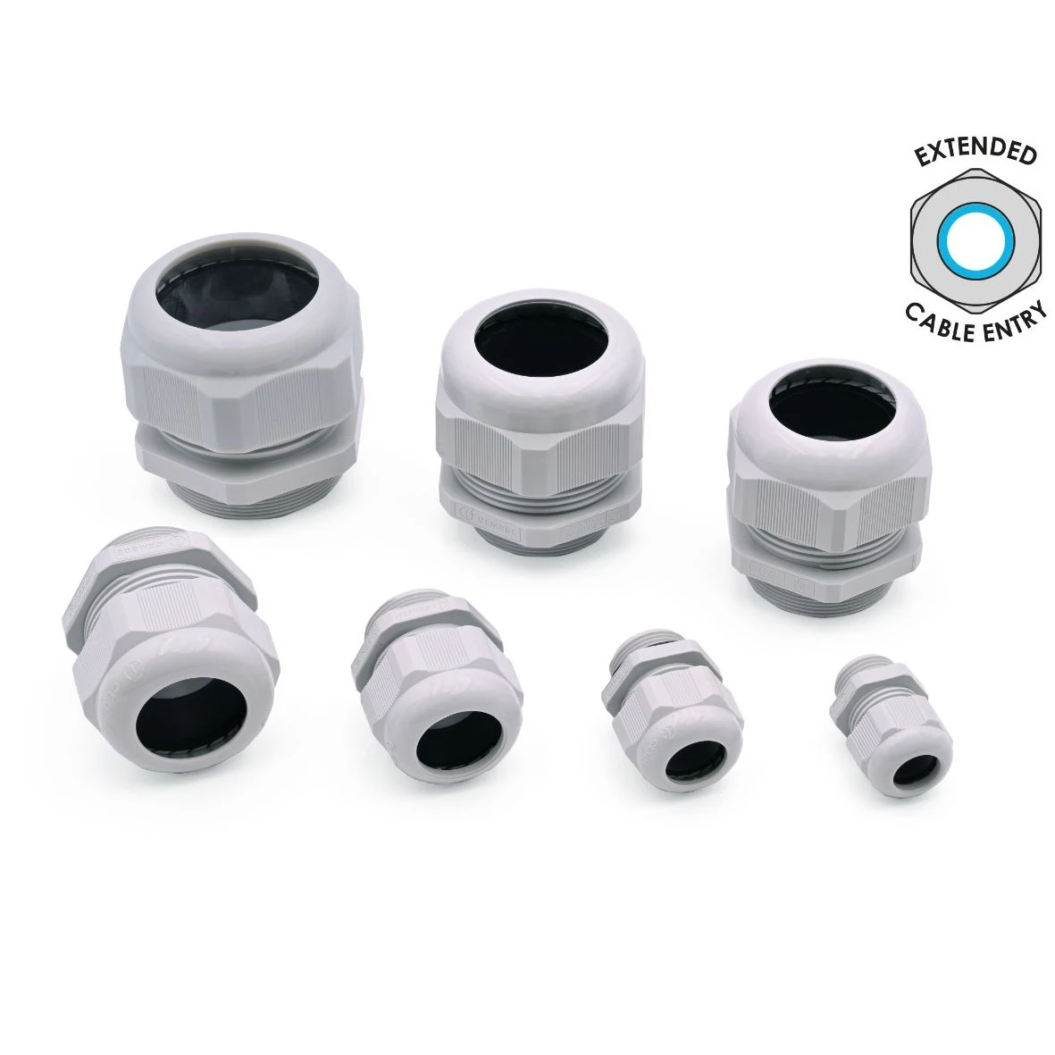 M63 x 1.5 Polyamide PA6.6 Extended Entry Cable Gland, 45-52mm Diameter Black