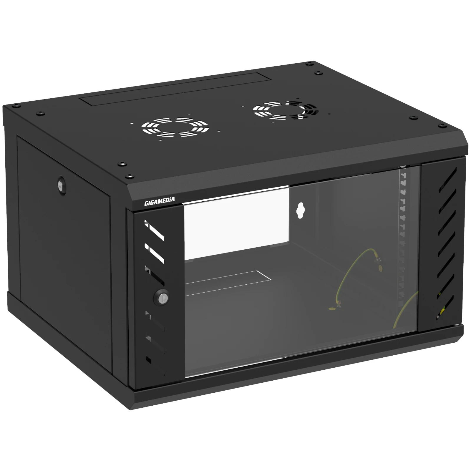 Gigamedia 19'' Wall Mount Cabinet With Sides Access Flatbox 6U 600mm Width - Image 3