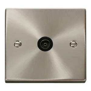 Deco 1-Gang Non-Isolated Coaxial Socket Satin Chrome