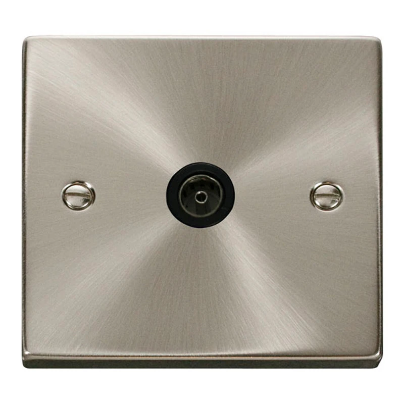 Deco 1-Gang Non-Isolated Coaxial Socket Satin Chrome
