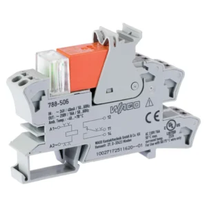 Wago Relay Module Nominal Input Voltage: 24 VAC 1 Changeover Contact Limiting Continuous Current: 16 A Red Status Indicator Module Width: 15mm 2.5mm² Grey