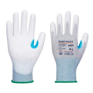 Portwest Esd Pu Palm Coated Cut C Glove Grey/White XS - 12 Pack