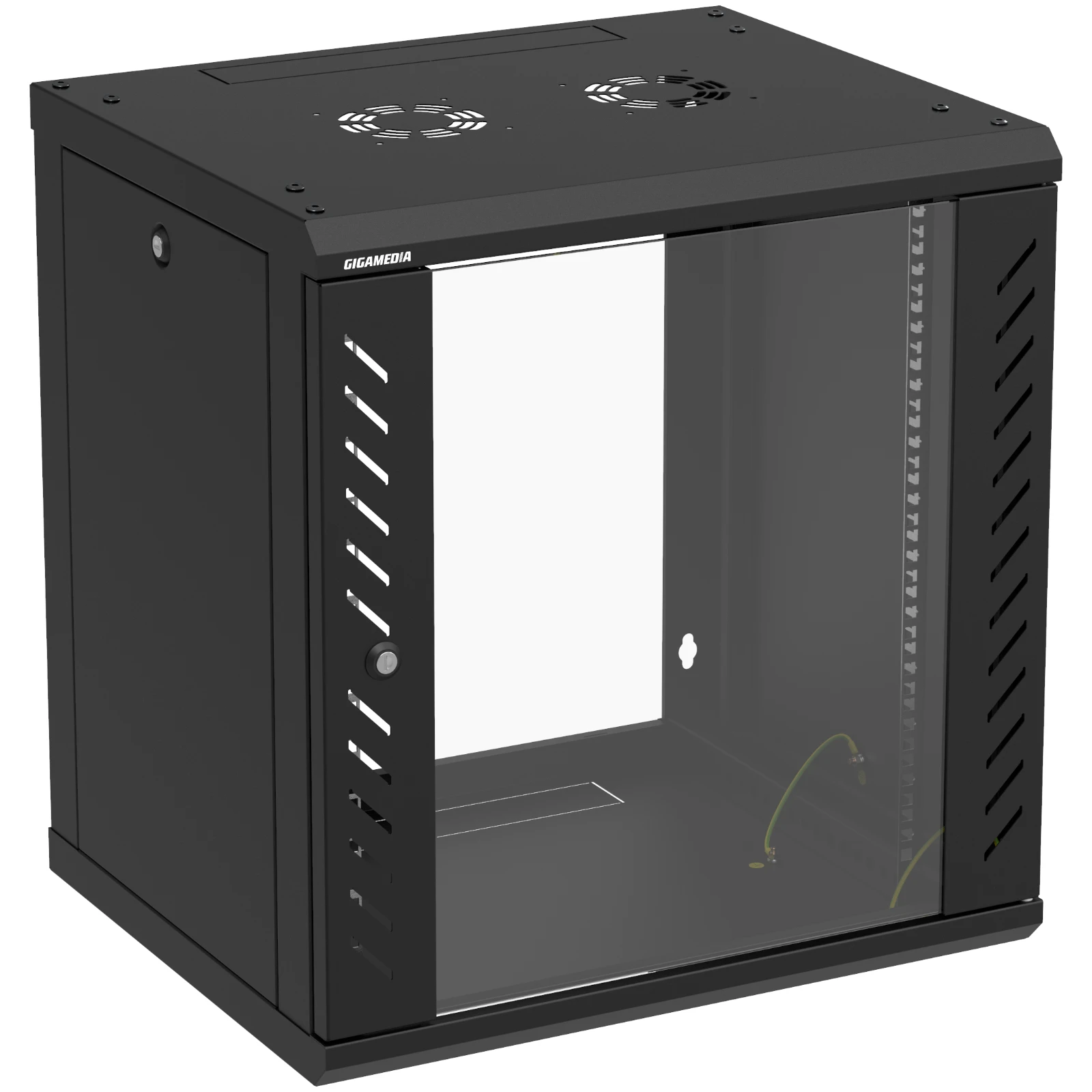 Gigamedia 19'' Wall Mount Cabinet With Sides Access Flatbox 12U 600mm - Image 2