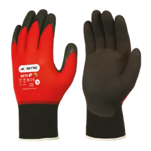 Skytec Beta 1 Red Nitrile Foam Grip Gloves - 7/S