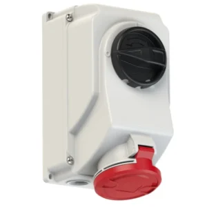 Bizline Industrial Power Socket Switch Interlock Surface 3PNE 32A 415V IP44 Red