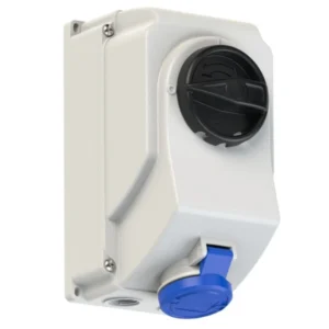 Bizline Industrial Power Socket Switch Interlock Surface 2PE 16A 230V IP44 Blue