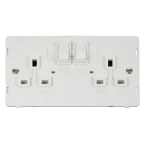 Socket Interior 2 Gang Double Pole Switched 13A Polar White