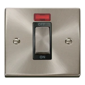 Switch 1 Gang DP Neon 45A Satin Chrome Black Insert Victorian