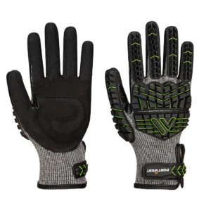 VHR15 Cut Level F Nitrile Foam Coated Impact Glove Black/Green Size XXL