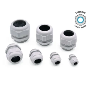M63 x 1.5mm Thread Size Polyamide PA6.6 Extended Entry Cable Gland, 45-52mm Diameter Grey