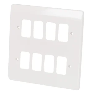 Crabtree Rockergrid Frontplate 8 Gang Flush White