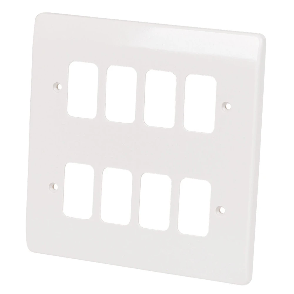 Crabtree Rockergrid Frontplate 8 Gang Flush White - Image 2