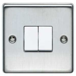 10AX 2 Gang 2 Way Switch Stainless Steel Finish