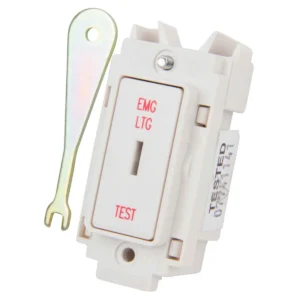 20AX 2 Way Grid Switch With Key Printed 'Emergency Light Test'