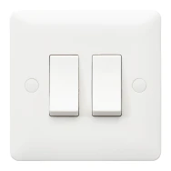 Switch Small Rocker 2 Gang 2 Way 10Ax White