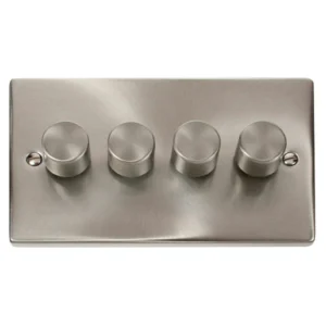 Dimmer Switch 4 Gang 2 Way 4X400W Satin Chrome Black&White Gasket Vi