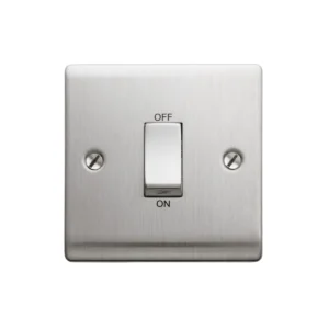 Designa 23S451J 1 Gang 45A Double Pole Switch Satin Steel