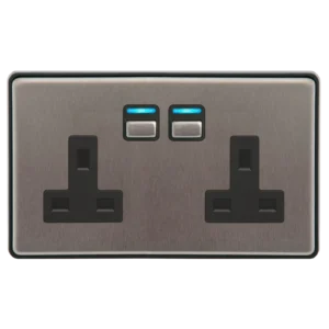 Smart Series Socket (2 Gang) - Stainless Steel