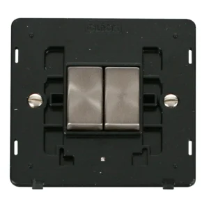 Switch Interior Ingot 2 Gang 2 Way 10AX Black Brushed Stainless