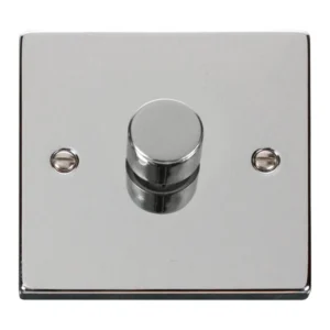 Dimmer Switch 1 Gang 2 Way 400W Polished Chrome Black&White Gasket Vi