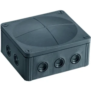 160 x 140 x 81mm IP67 Black Polypropylene Junction Box