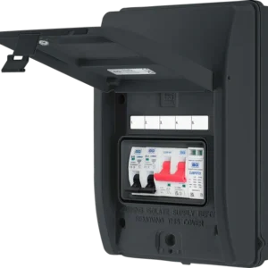 IP65 Weatherproof Metal EV Charger Circuit Protection with 100A Main Switch, 40A B Curve MCB & Type 2 SPD