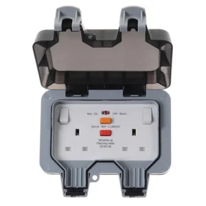 Socket 2 Gang RCD Switched IP66 Latched 13A