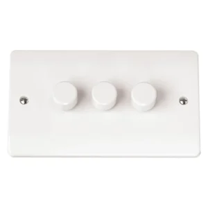Dimmer Switch 3 Gang 2 Way Inductive 3x250Va White