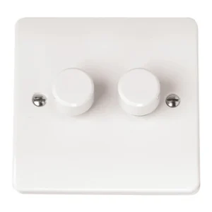 Click Mode Dimmer Switch 2 Gang 2 Way Inductive 2x250Va White